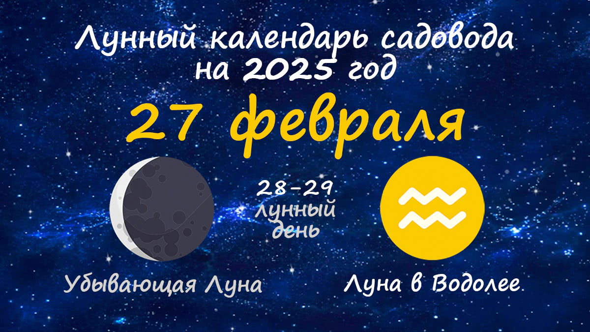 Лунный календарь садовода-огородника на 27 февраля 2025 года