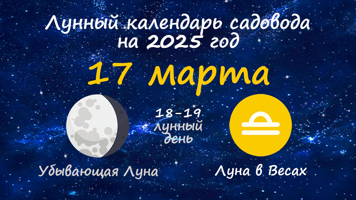 Лунный календарь садовода-огородника на 17 марта 2025 года