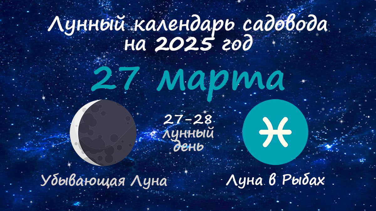 Лунный календарь садовода-огородника на 27 марта 2025 года