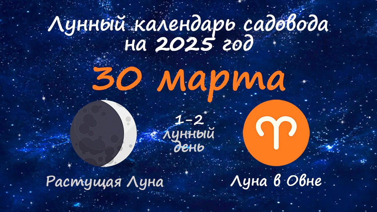 Лунный календарь садовода-огородника на 30 марта 2025 года