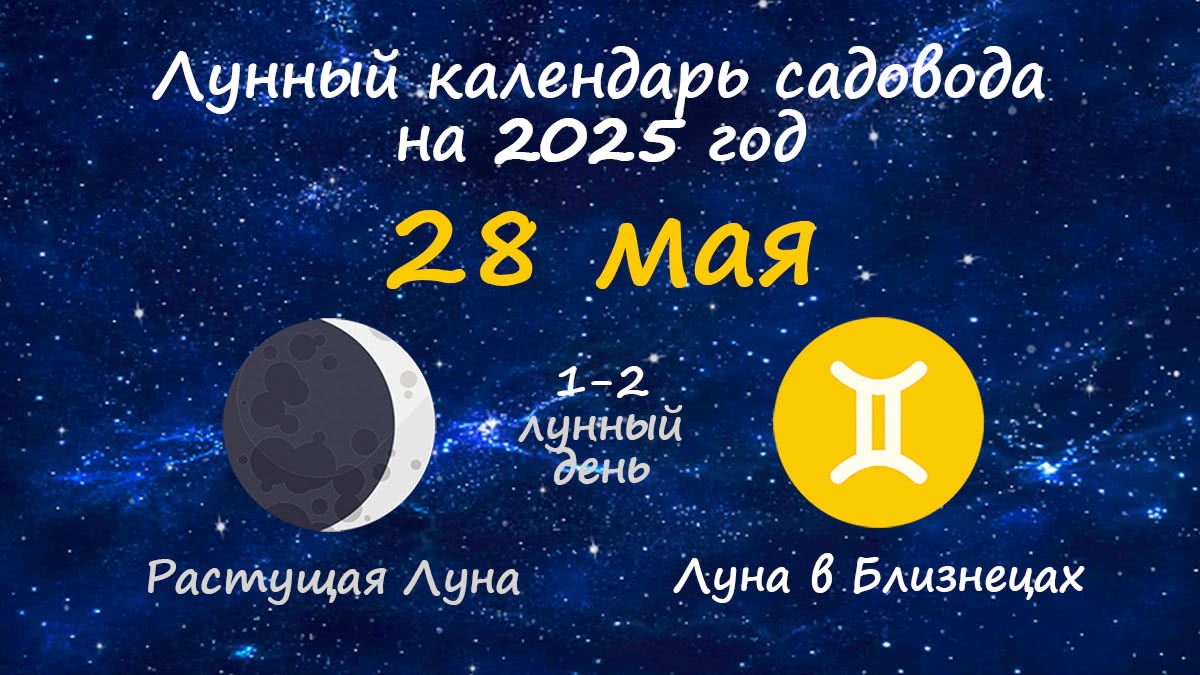 Лунный календарь садовода-огородника на 28 мая 2025 года