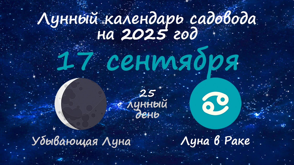 Лунный календарь садовода-огородника на 17 сентября 2025 года