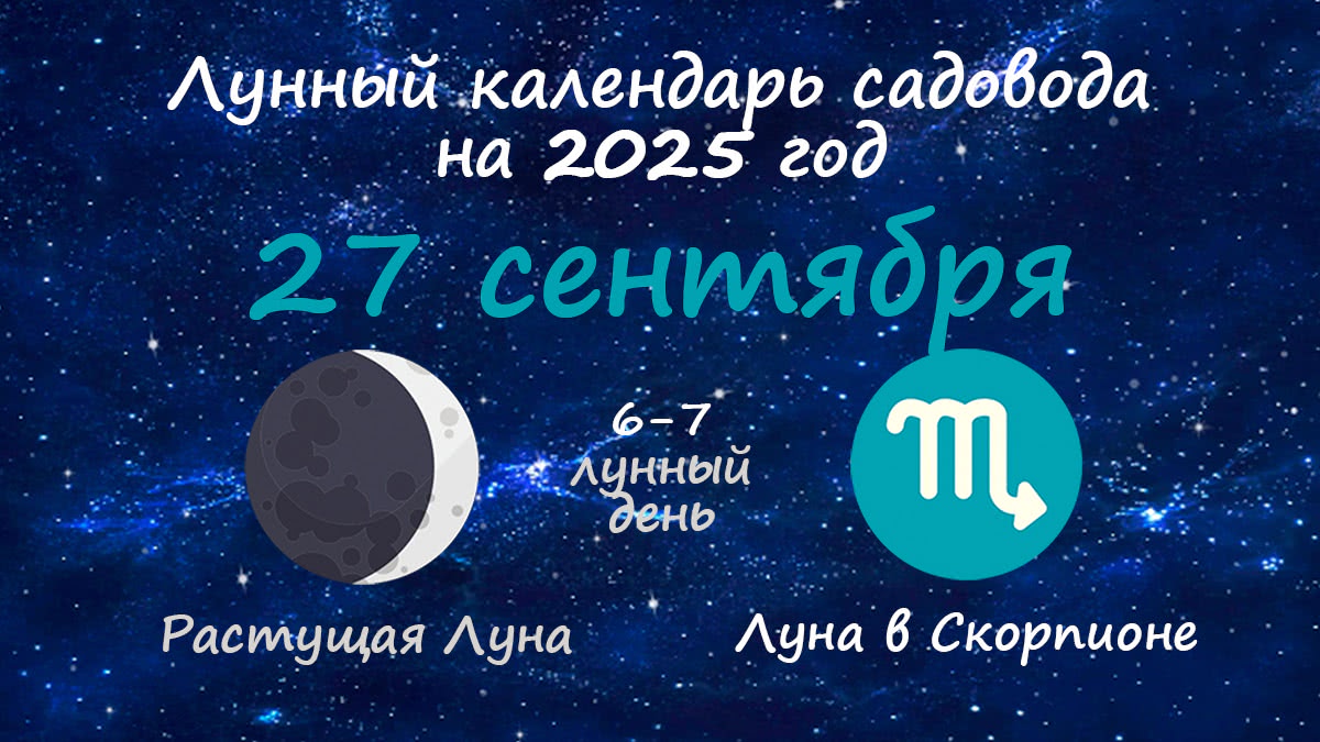 Лунный календарь садовода-огородника на 27 сентября 2025 года