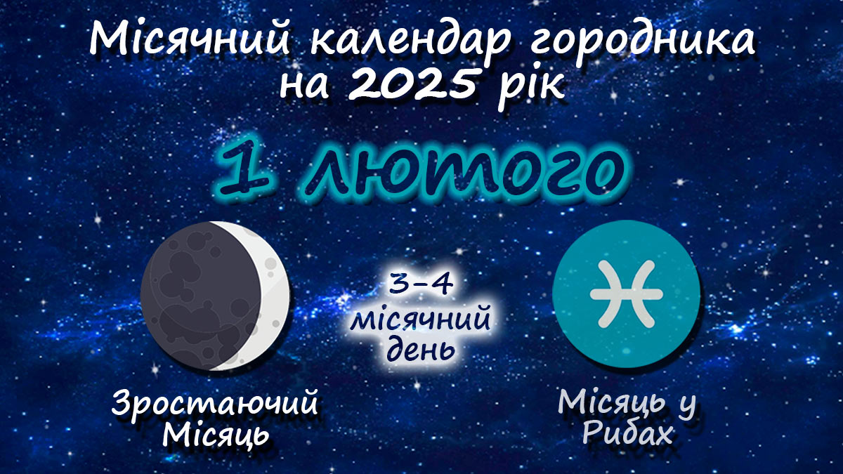 Місячний календар садівника-городника на 1 лютого 2025 року