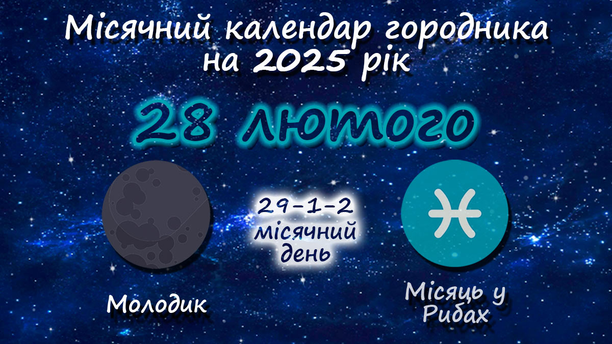 Місячний календар садівника-городника на 28 лютого 2025 року