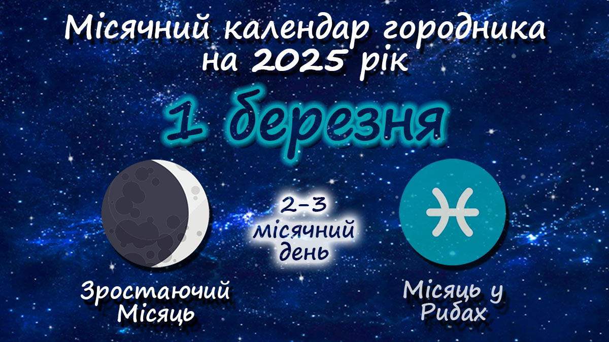 Місячний календар садівника-городника на 1 березня 2025 року