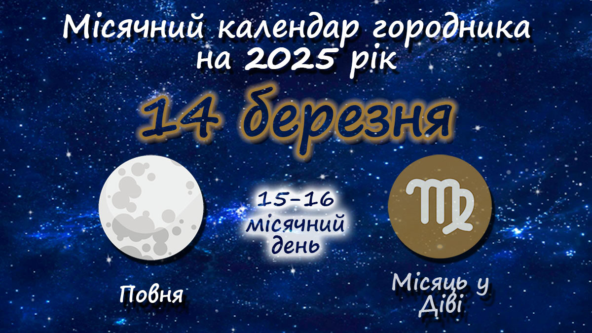 Місячний календар садівника-городника на 14 березня 2025 року