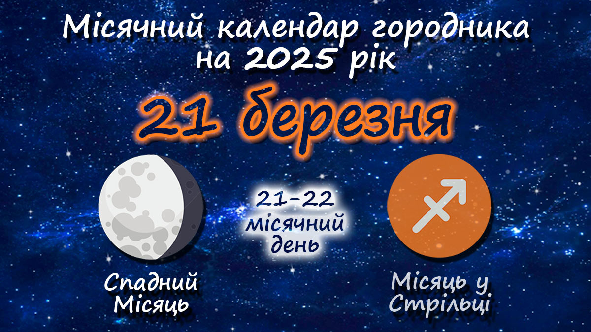 Місячний календар садівника-городника на 21 березня 2025 року