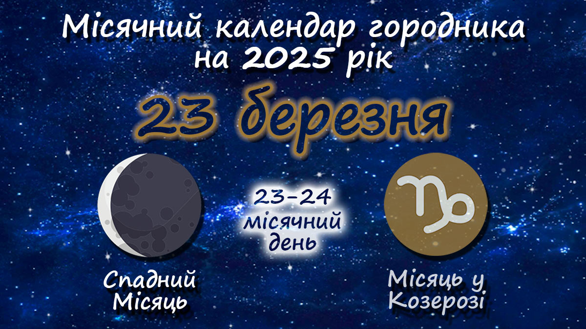 Місячний календар садівника-городника на 23 березня 2025 року