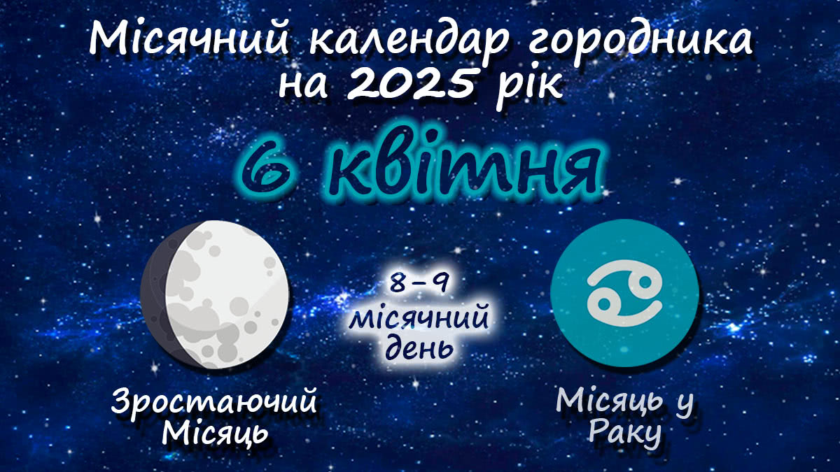 Місячний календар садівника-городника на 6 квітня 2025 року