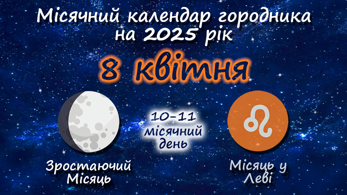 Місячний календар садівника-городника на 8 квітня 2025 року