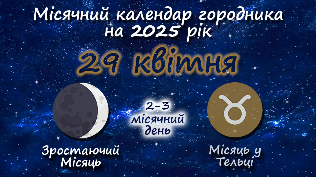 Місячний календар садівника-городника на 29 квітня 2025 року