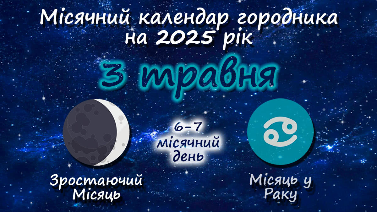Місячний календар садівника-городника на 3 травня 2025 року