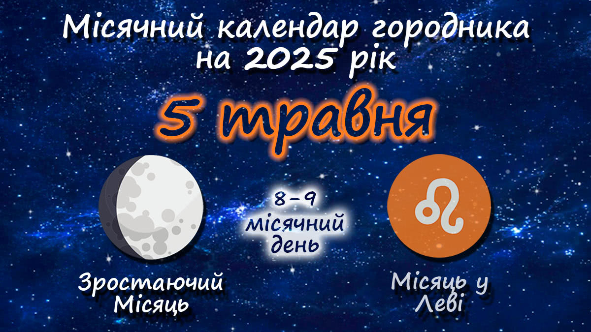 Місячний календар садівника-городника на 5 травня 2025 року