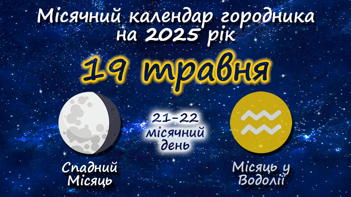 Місячний календар садівника-городника на 19 травня 2025 року