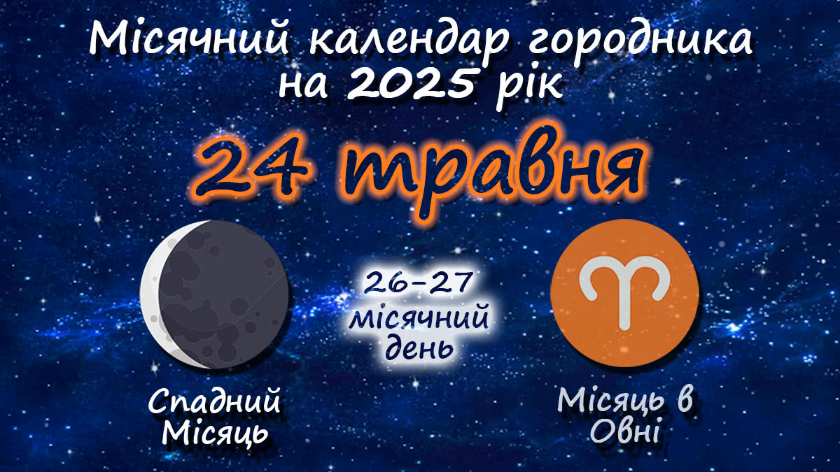 Місячний календар садівника-городника на 24 травня 2025 року