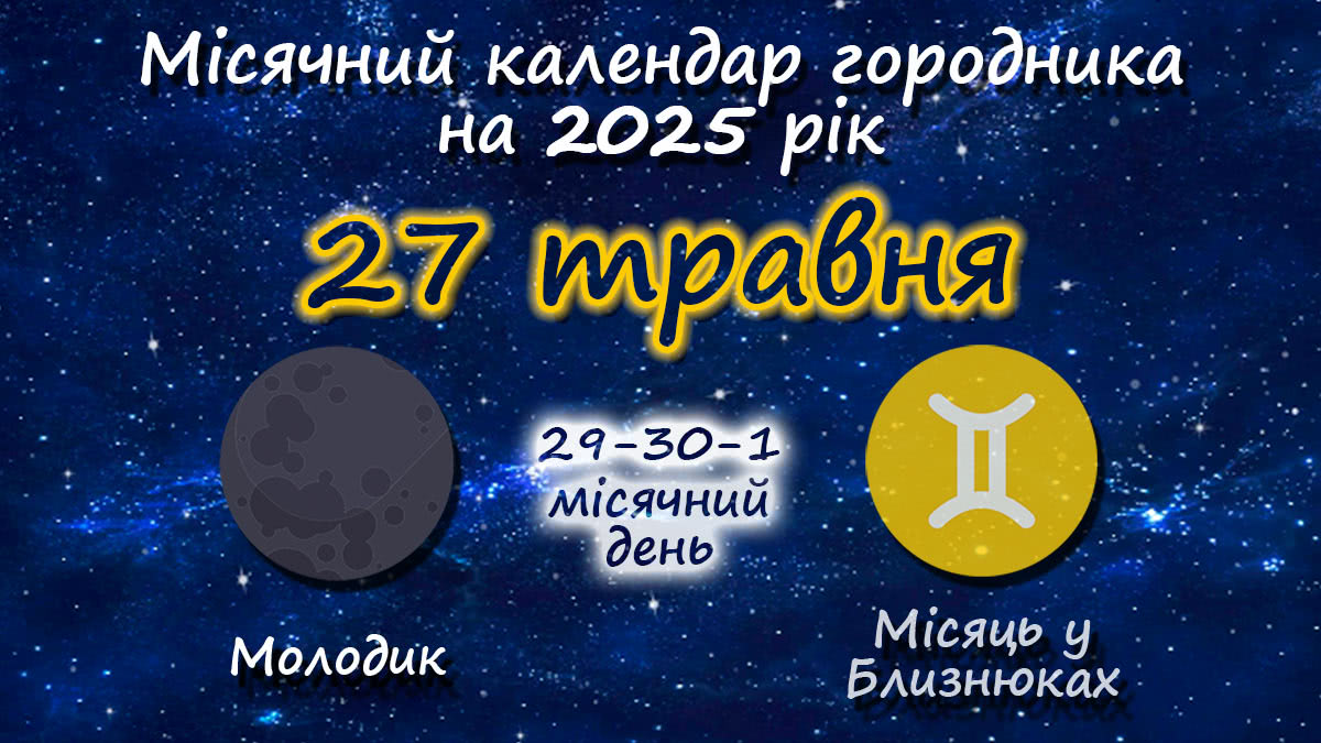 Місячний календар садівника-городника на 27 травня 2025 року