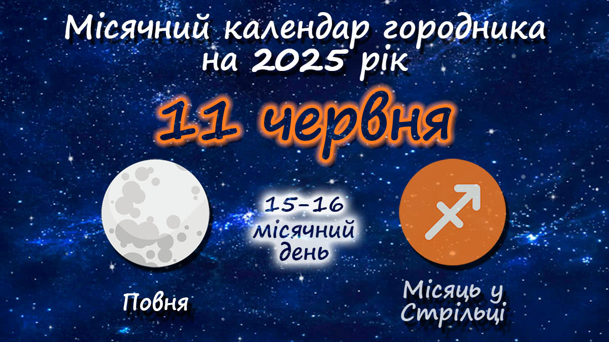 Місячний календар садівника-городника на 11 червня 2025 року