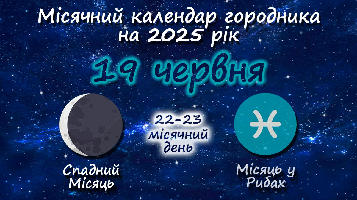 Місячний календар садівника-городника на 19 червня 2025 року