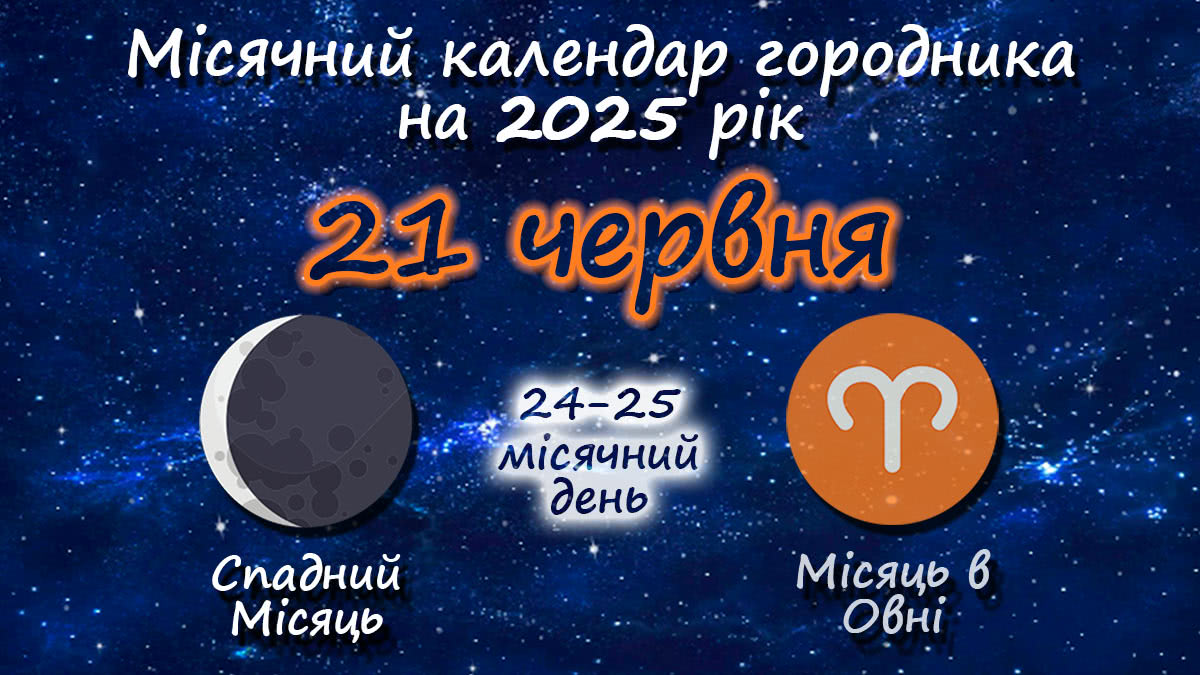 Місячний календар садівника-городника на 21 червня 2025 року