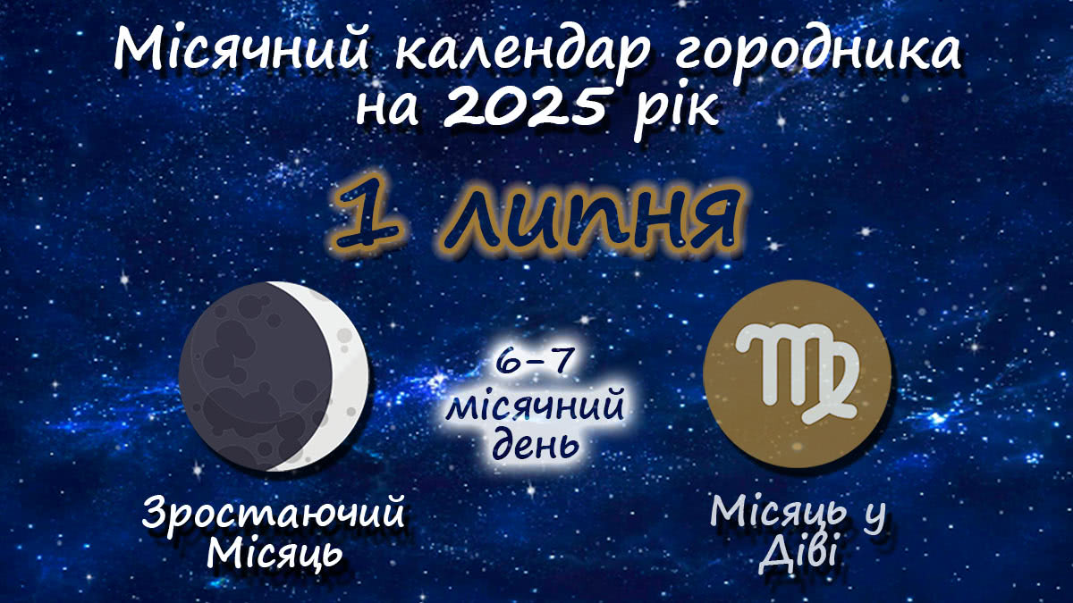 Місячний календар садівника-городника на 1 липня 2025 року
