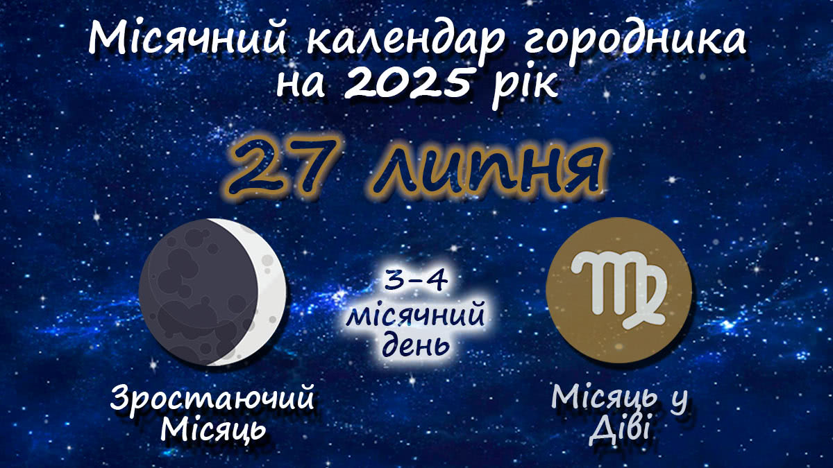 Місячний календар садівника-городника на 27 липня 2025 року
