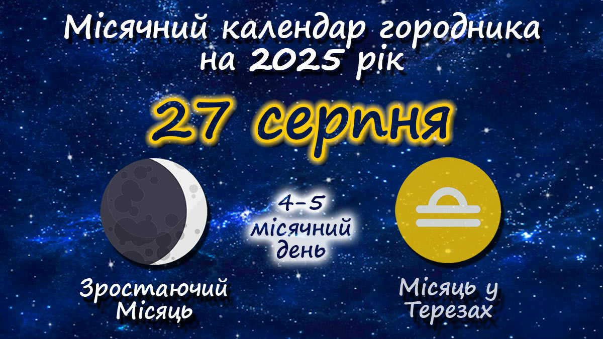 Місячний календар садівника-городника на 27 серпня 2025 року