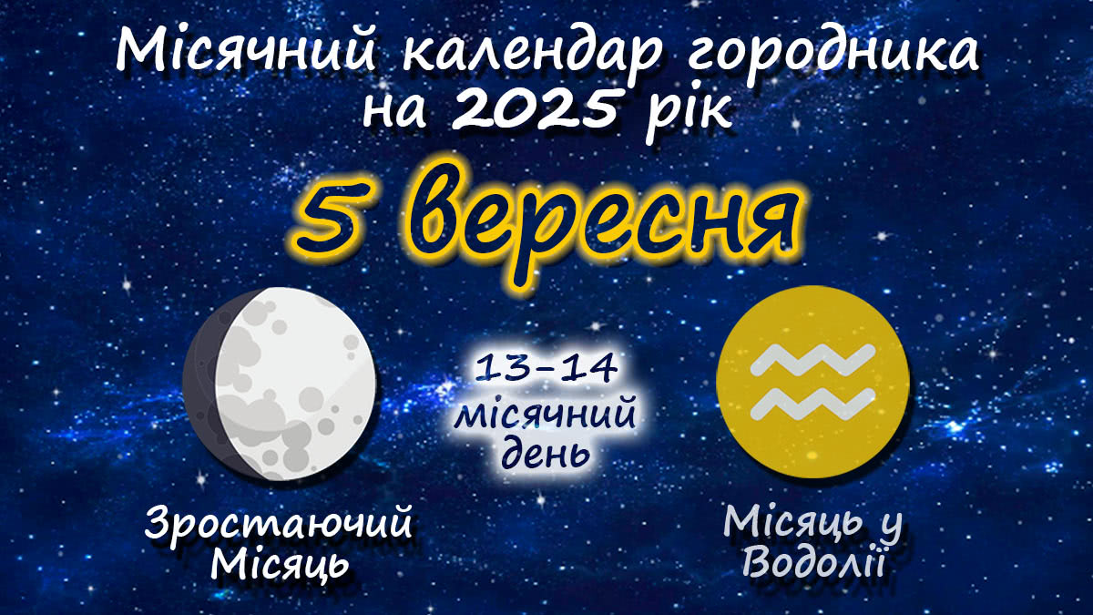 Місячний календар садівника-городника на 5 вересня 2025 року