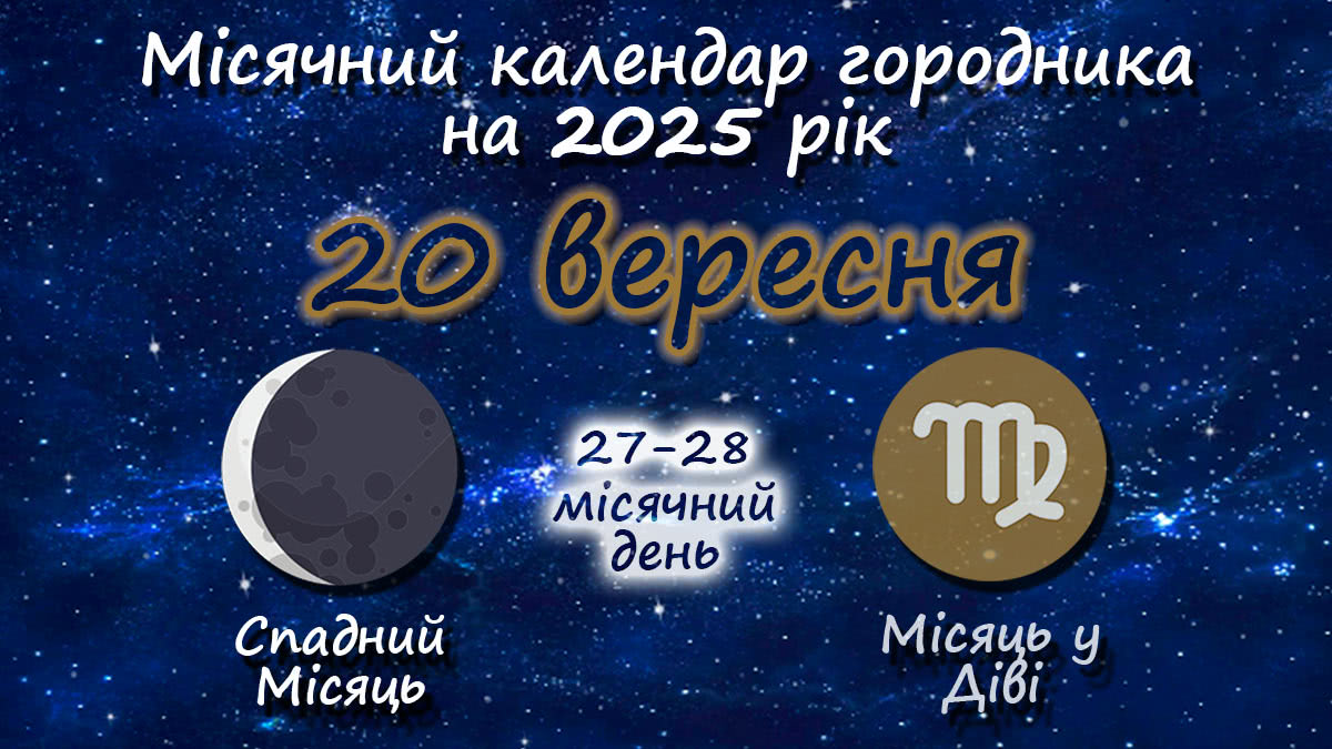 Місячний календар садівника-городника на 20 вересня 2025 року