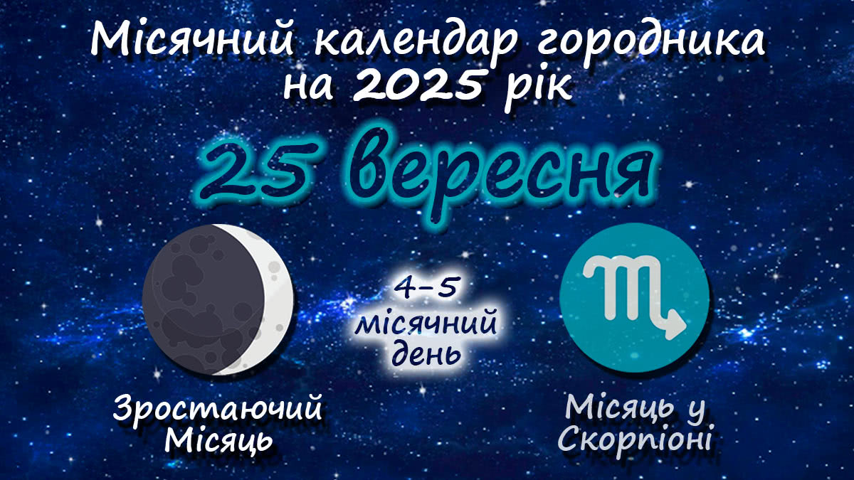 Місячний календар садівника-городника на 25 вересня 2025 року