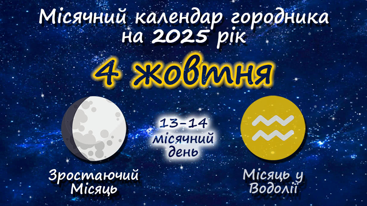 Місячний календар садівника-городника на 4 жовтня 2025 року