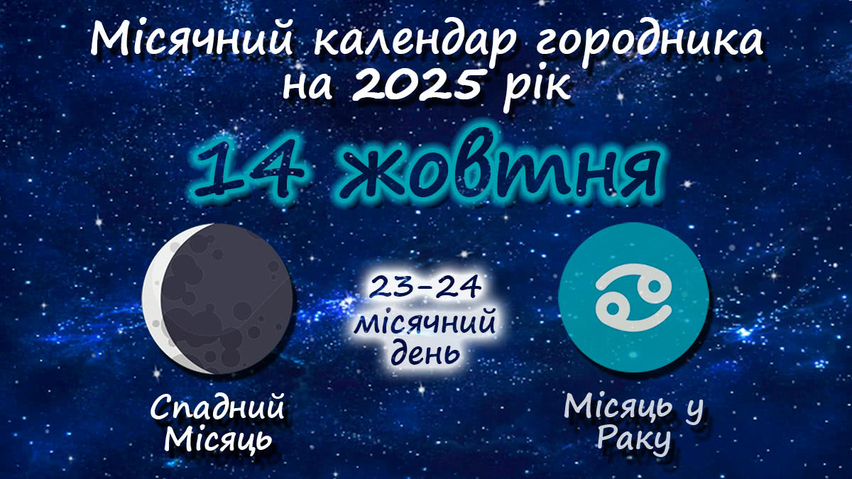 Місячний календар садівника-городника на 14 жовтня 2025 року