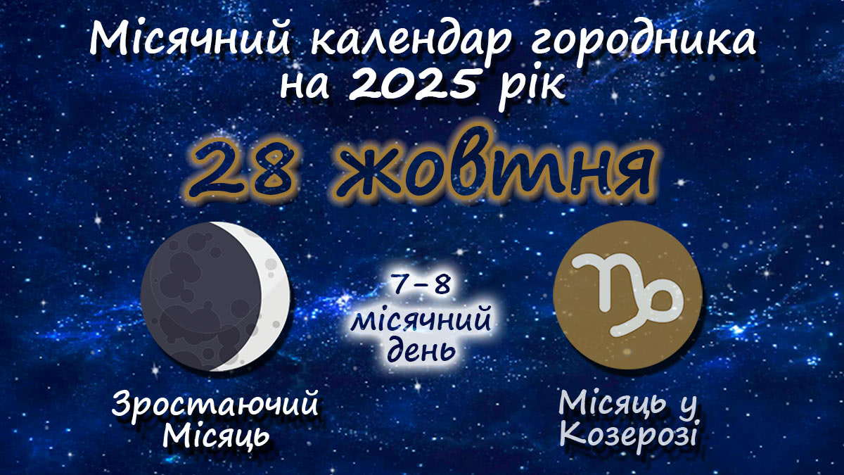 Місячний календар садівника-городника на 28 жовтня 2025 року