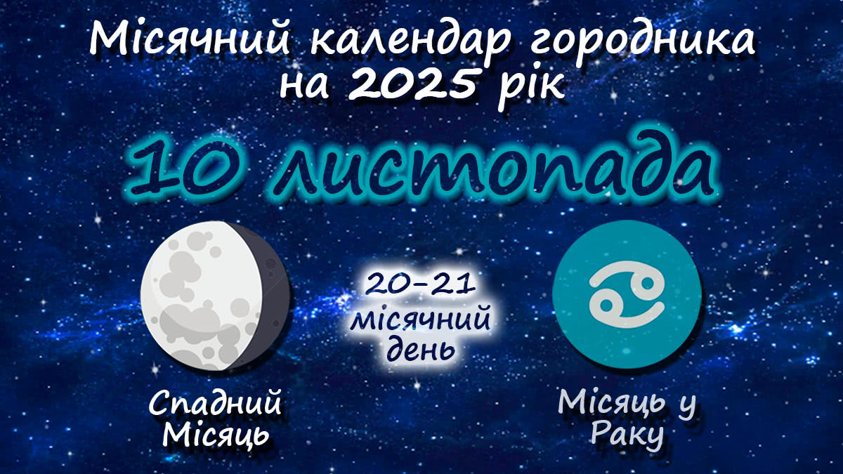 Місячний календар садівника-городника на 10 листопада 2025 року