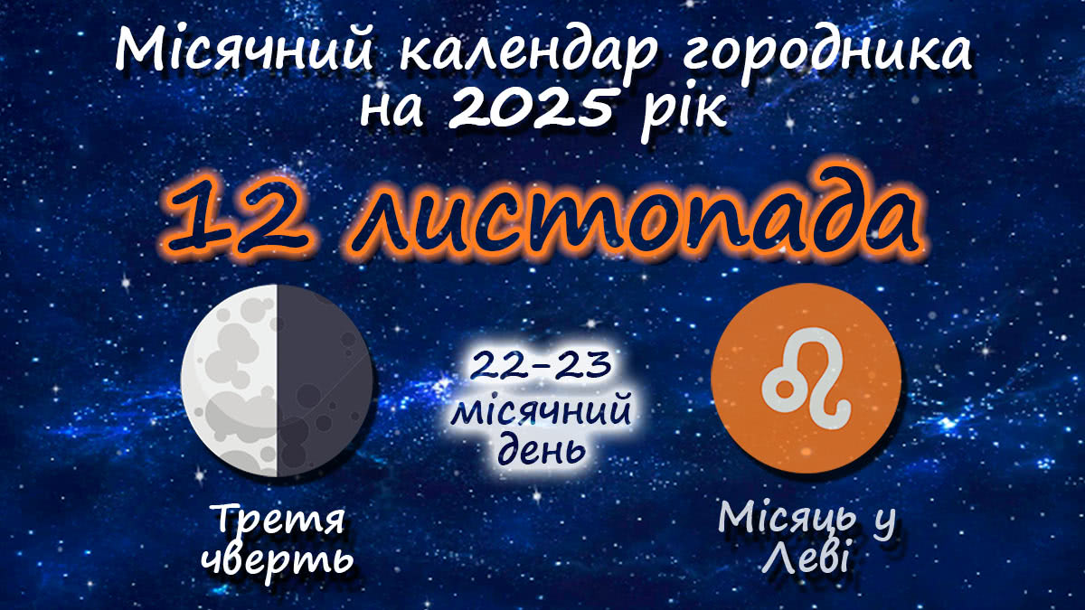 Місячний календар садівника-городника на 12 листопада 2025 року