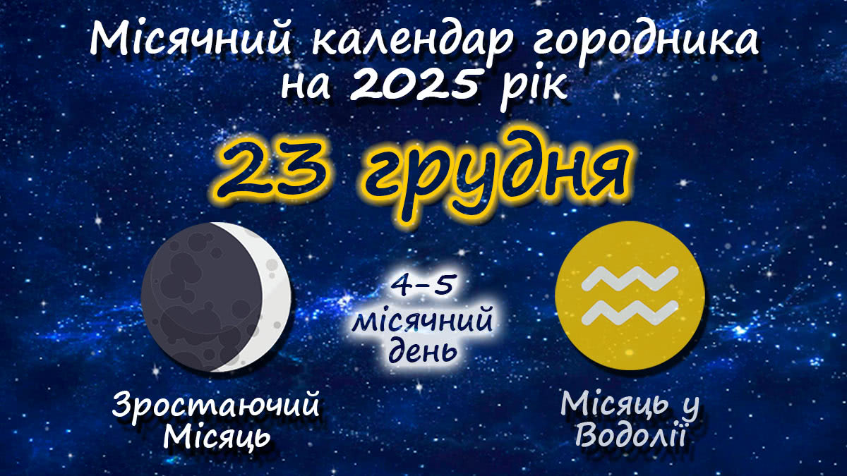 Місячний календар садівника-городника на 23 грудня 2025 року
